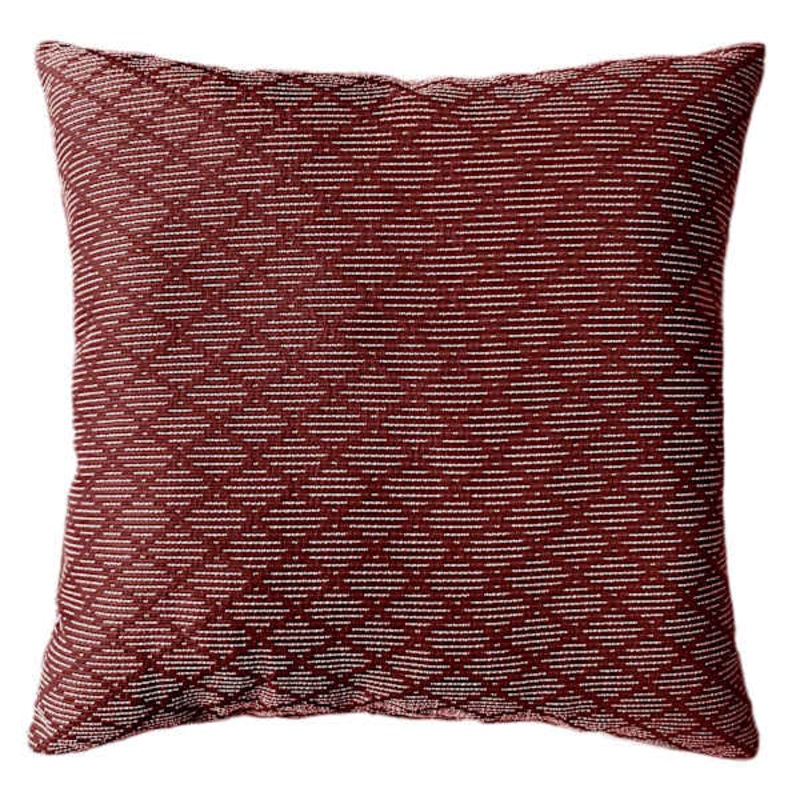 Red Jacquard Diamond Textured Throw Pillow, 18″