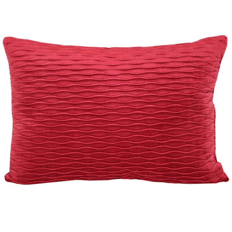 Red Ripple Textured Plush Throw Pillow, 14×20