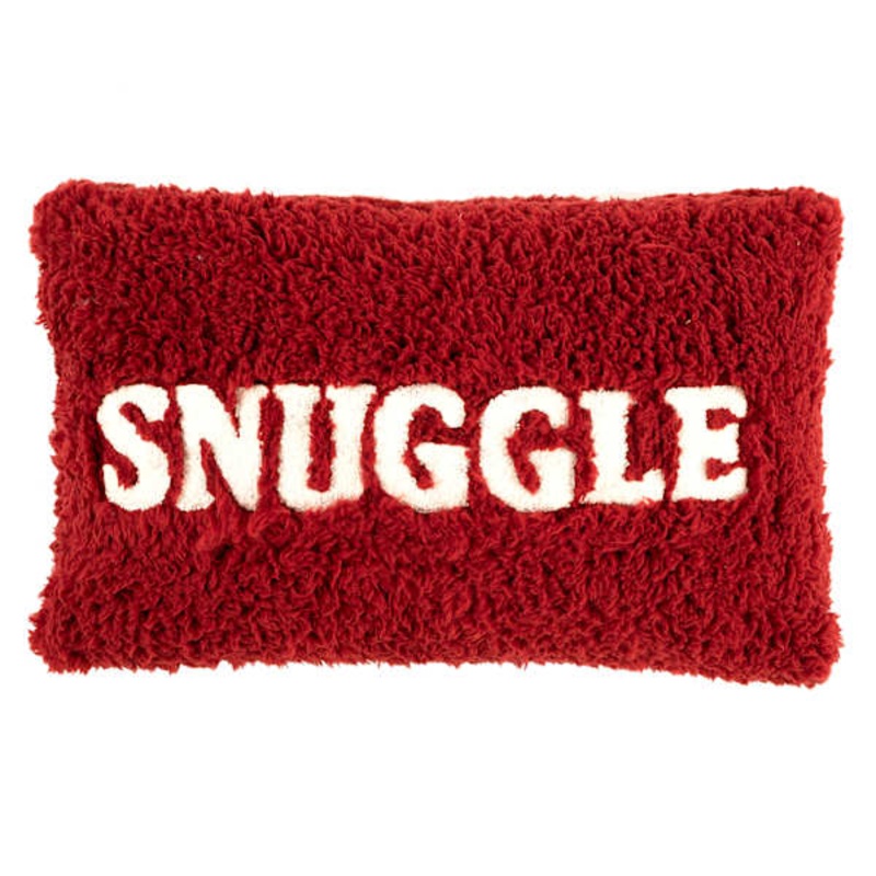 Red Sherpa Snuggle Oblong Throw Pillow, 13×20
