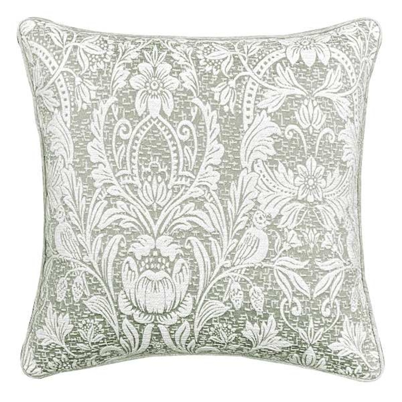 Sage Floral Damask Throw Pillow, 18″