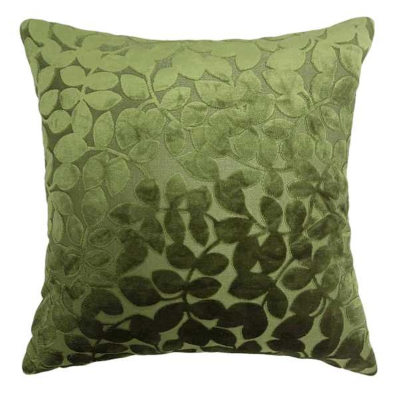 Sasha Green Leaves Chenille Throw Pillow, 18″