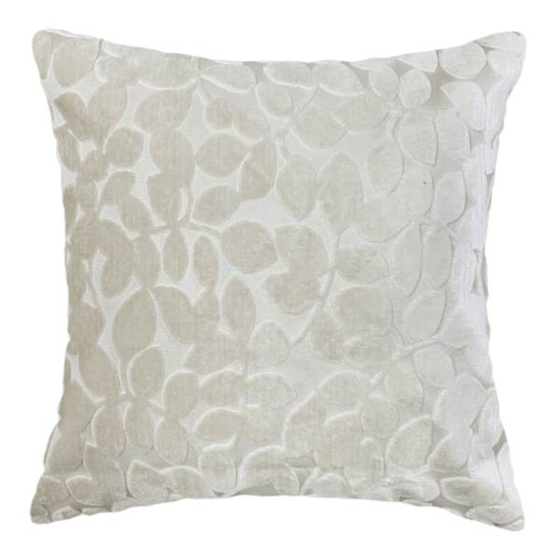 Sasha Ivory Leaves Chenille Throw Pillow, 18″