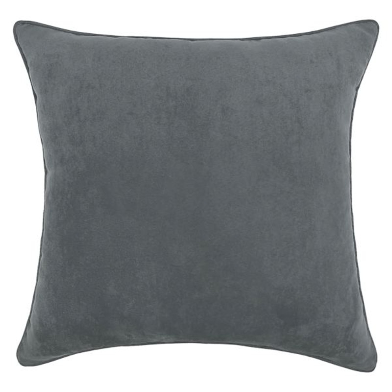 Slate Grey Faux Suede Throw Pillow, 18″