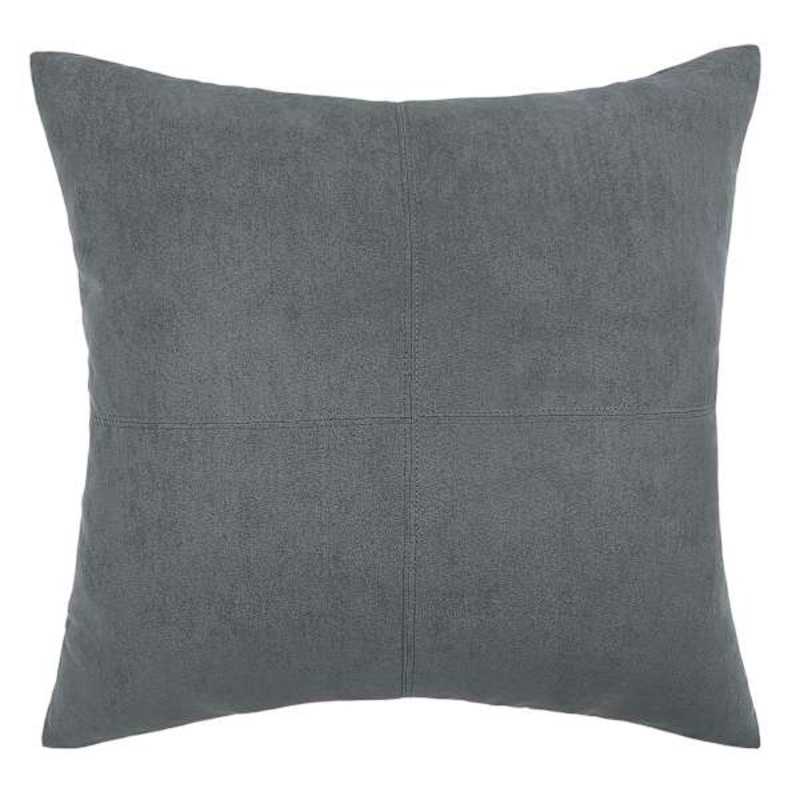 Slate Grey Faux Suede Throw Pillow, 24″