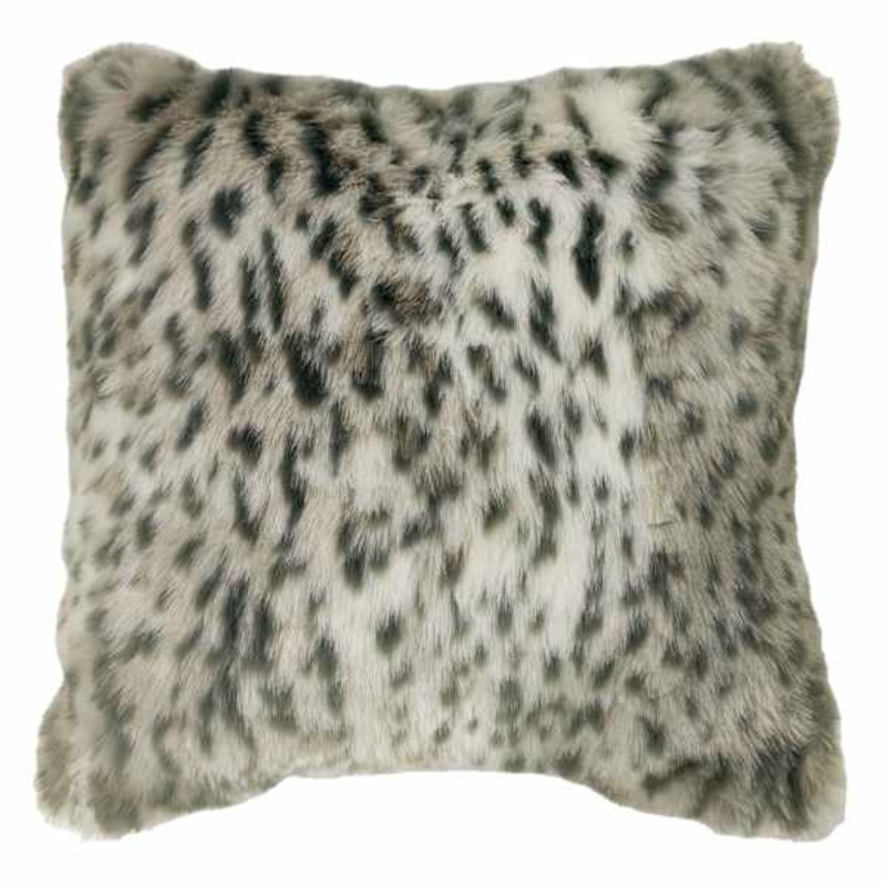 Snow Leopard Faux Fur Euro Throw Pillow, 24″