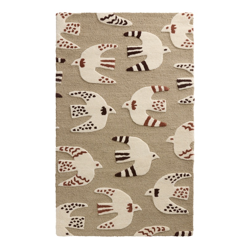 Starling Red and Gray Mystic Bird Hand Tufted Wool Area Rug