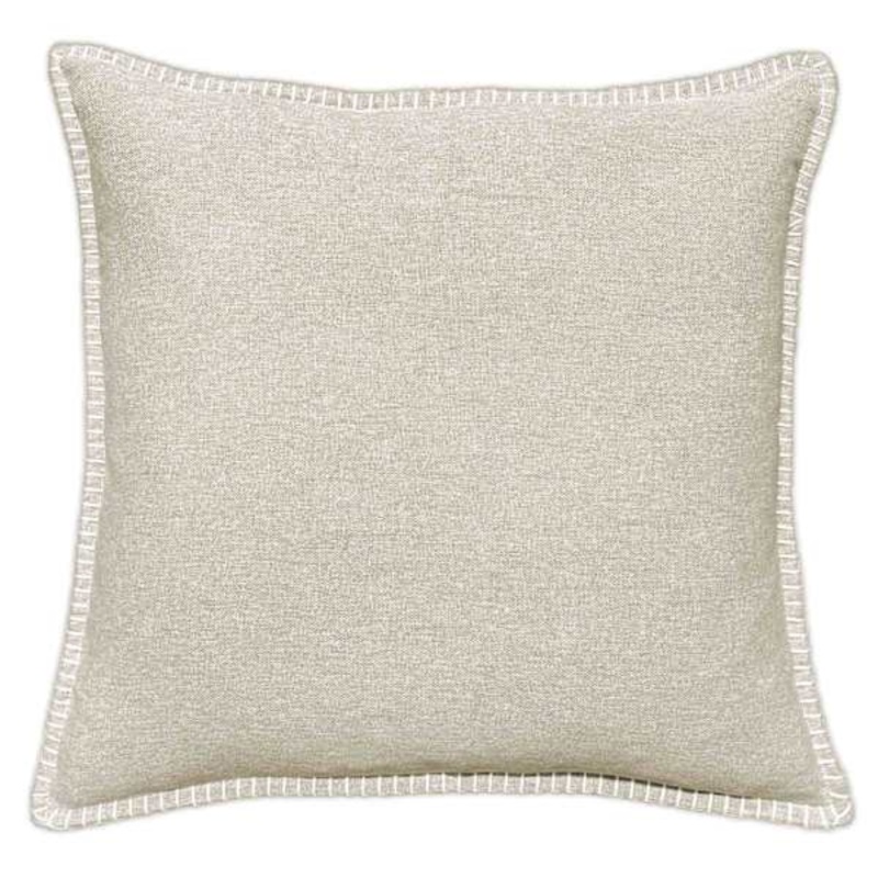 Taupe Heathered Whip Stitch Feather Filled Throw Pillow, 24″