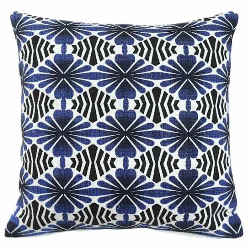 Tracey Boyd Blue & Black Aztec Throw Pillow, 18″