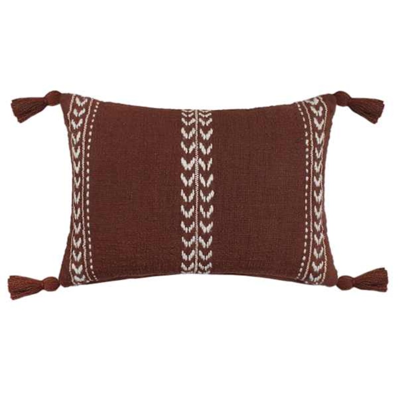 Tracey Boyd Brown Woven Throw Pillow with Tassels, 14×20