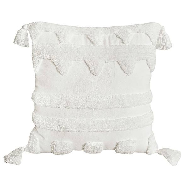 Tracey Boyd White Tassel Flair Tufted Throw Pillow, 18″