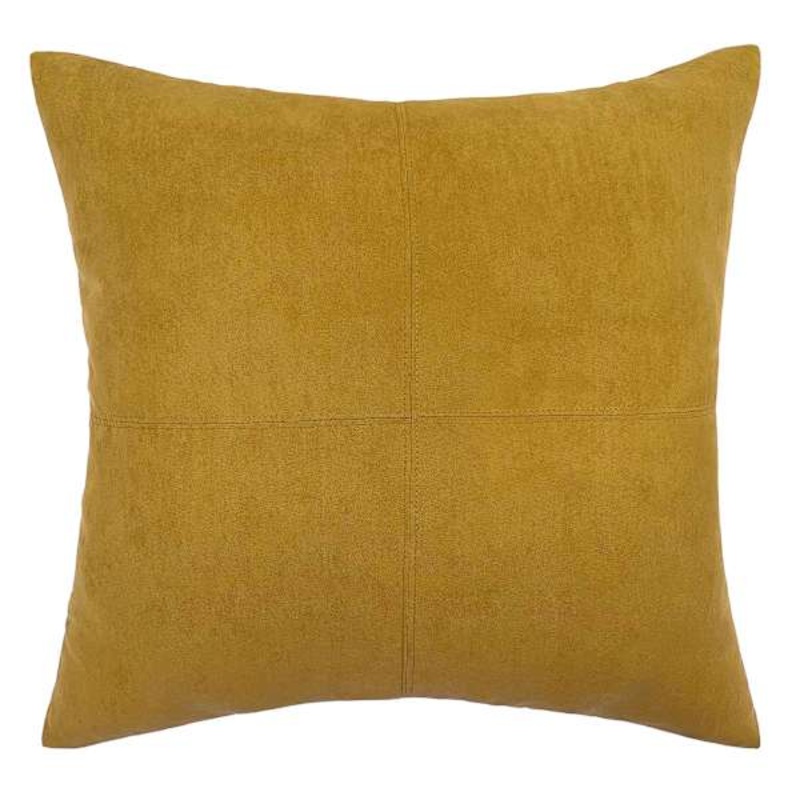Turmeric Yellow Faux Suede Throw Pillow, 24″