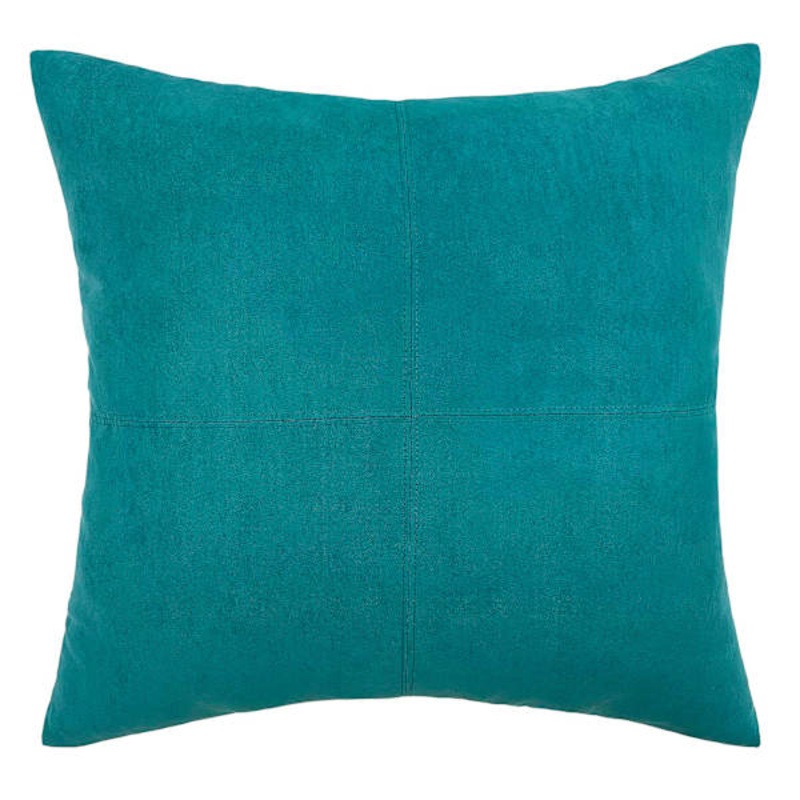 Turquoise Faux Suede Throw Pillow, 24″