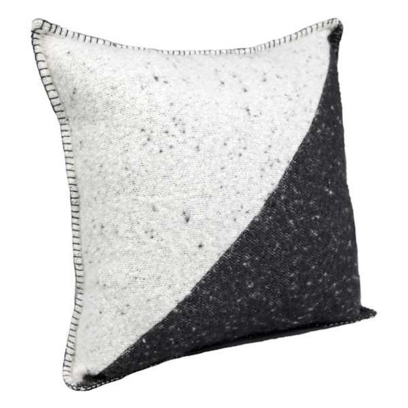 Ty Penningon Dark Grey & White Faux Wool Throw Pillow, 18″