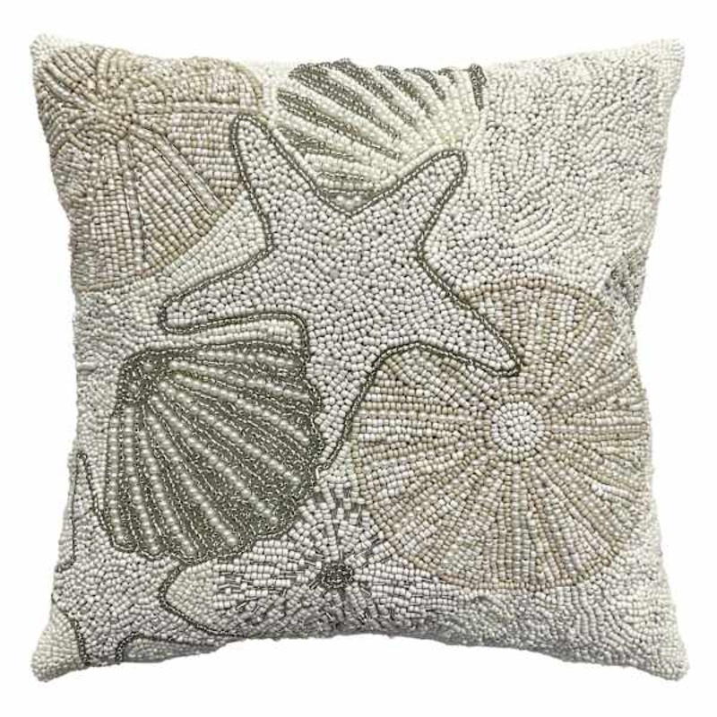 Ty Penningon Seashells Beaded Throw Pillow, 12″