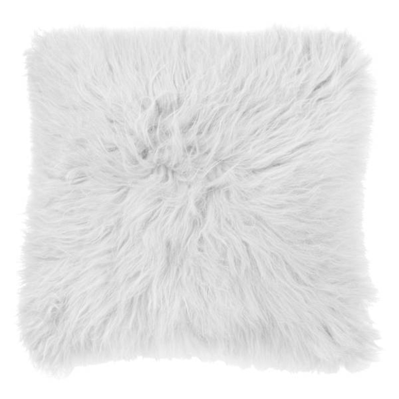 White Angora Faux Fur Throw Pillow, 24″