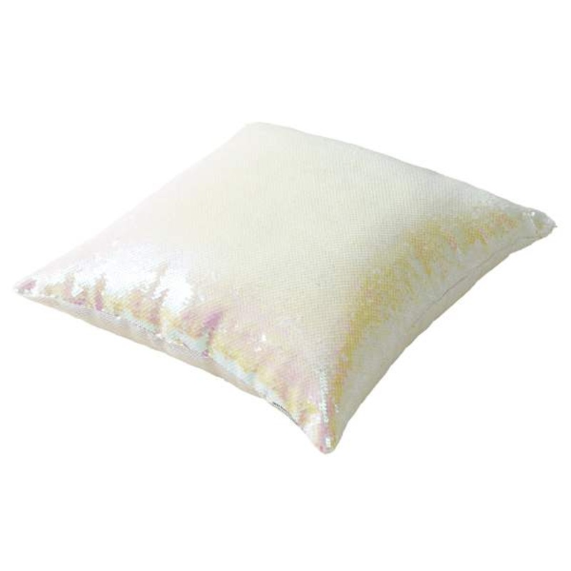 White Ombre Sequin Throw Pillow, 18″