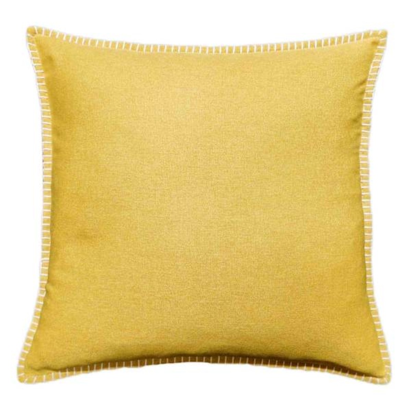Yellow Heathered Whip Stitch Feather Filled Throw Pillow, 24″