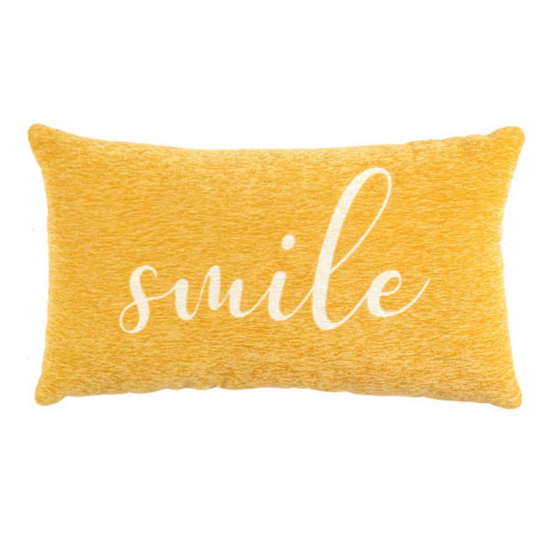 Yellow Smile Chenille Oblong Throw Pillow, 14×24