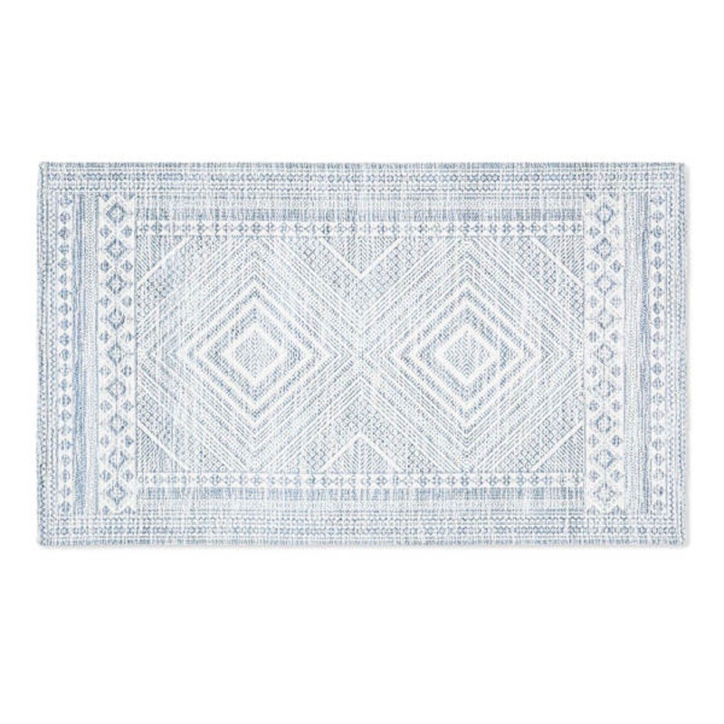 Charlotte Ivory & Blue Tahari Diamond Accent Rug, 24×44