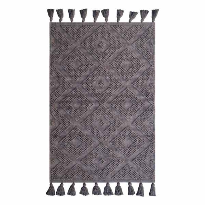 Dark Grey High-Low Diamond Handwoven Accent Rug, 27×45