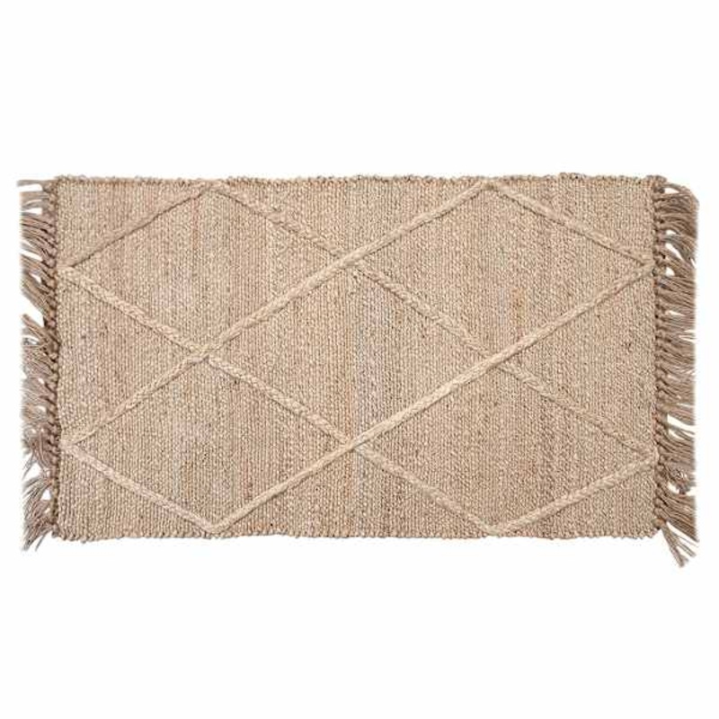 Diamond Design High-Low Jute Fringe Accent Rug, 2×4