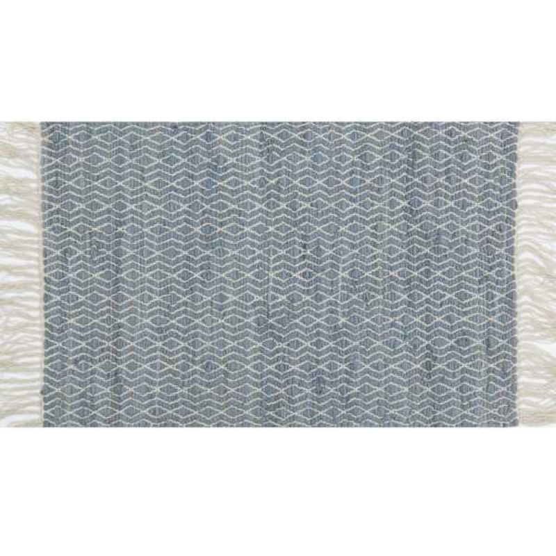 Eastside Grey Diamond Design Cotton Fringe Accent Rug, 2×4