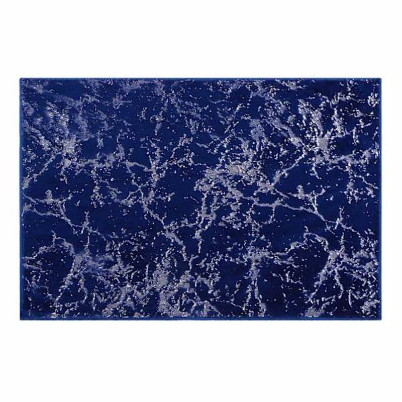 Foiled Navy Faux Fur Accent Rug, 2×3