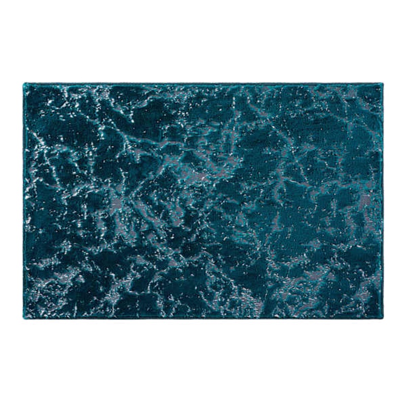 Foiled Teal Faux Fur Accent Rug, 2×3