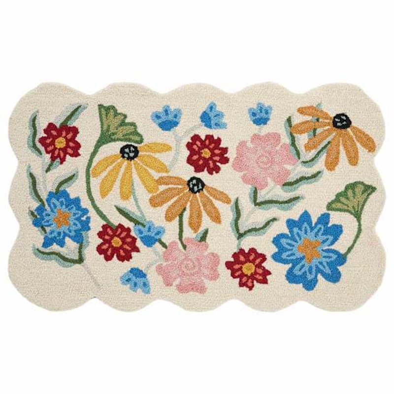 Frankie Ivory Scalloped Floral Accent Rug, 27×45