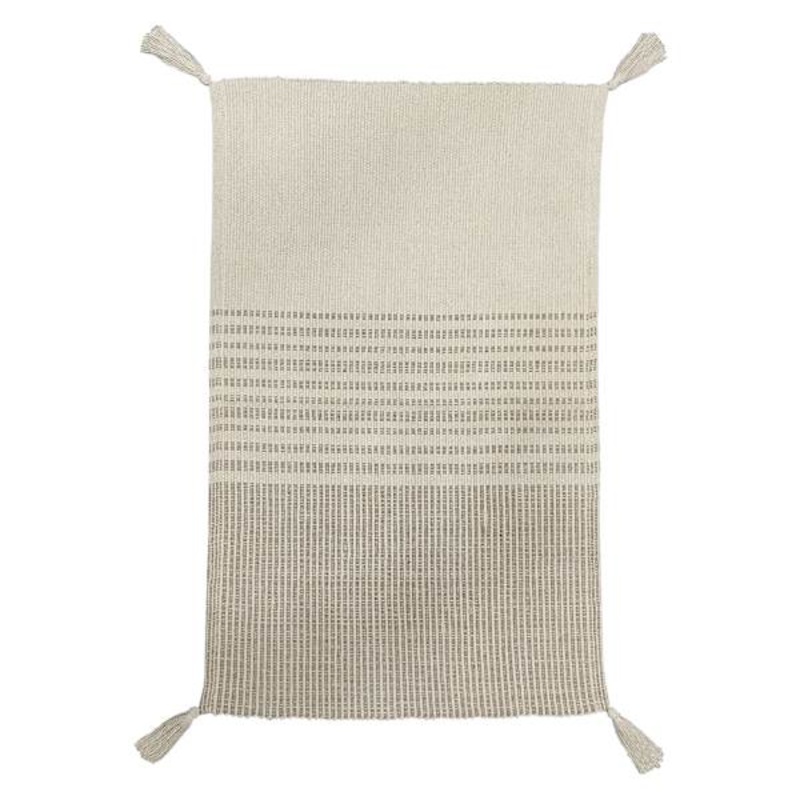 Grey & Ivory Striped Tassel Accent Rug, 27×45