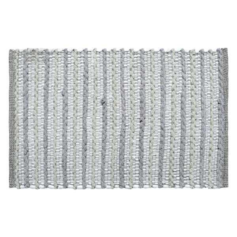 Grey Striped Cotton & Chenille Accent Rug, 20×32