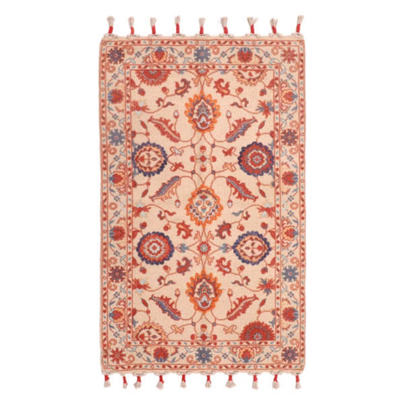 Ivory Paisley Embroidered Accent Rug, 27×45
