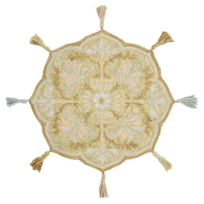 Moira Peach Round Area Rug with Tassels, 32″