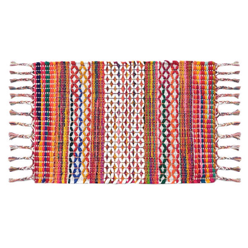 Multicolor Hand Woven Chindi Accent Rug, 27×42