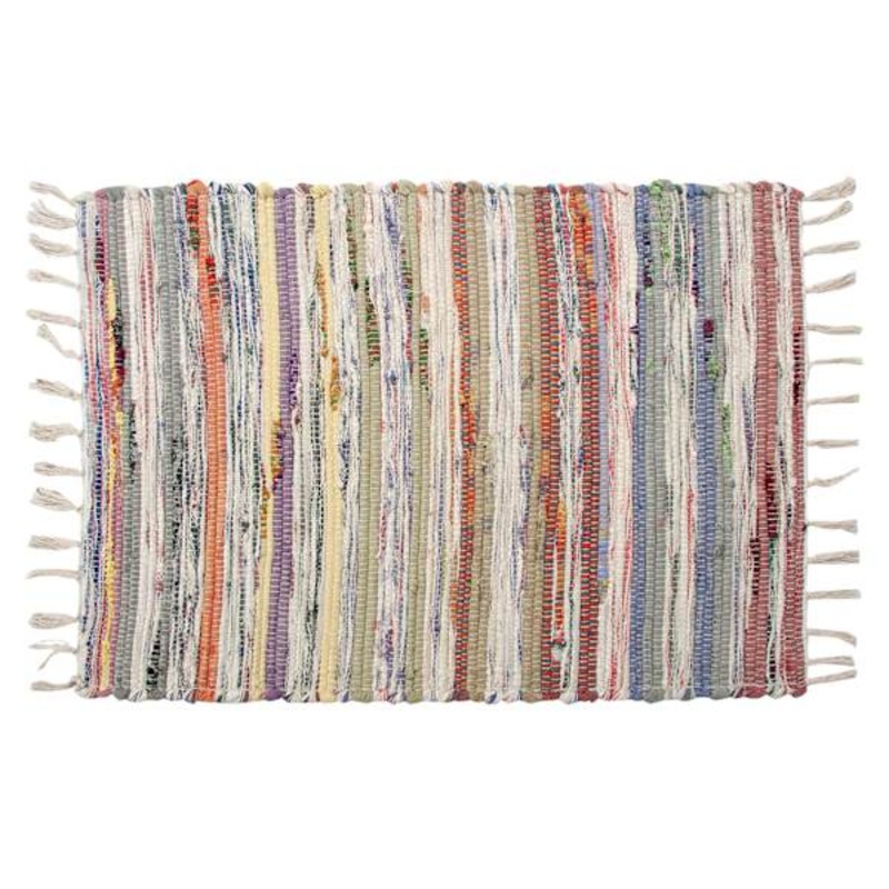 Multicolor Pastel Striped Chindi Accent Rug, 27×45