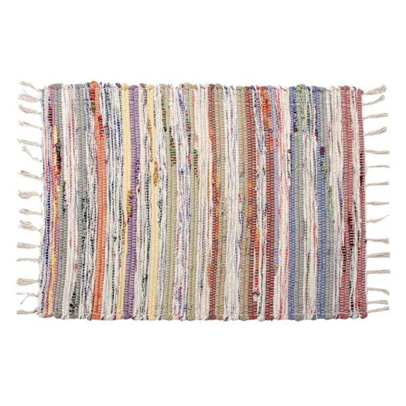 Multicolored Pastel Chindi Fringe Accent Rug, 20×30