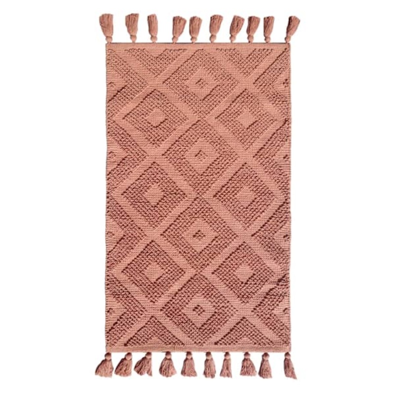 Muted Clay Handwoven Hi-Lo Diamond Accent Rug, 27×45