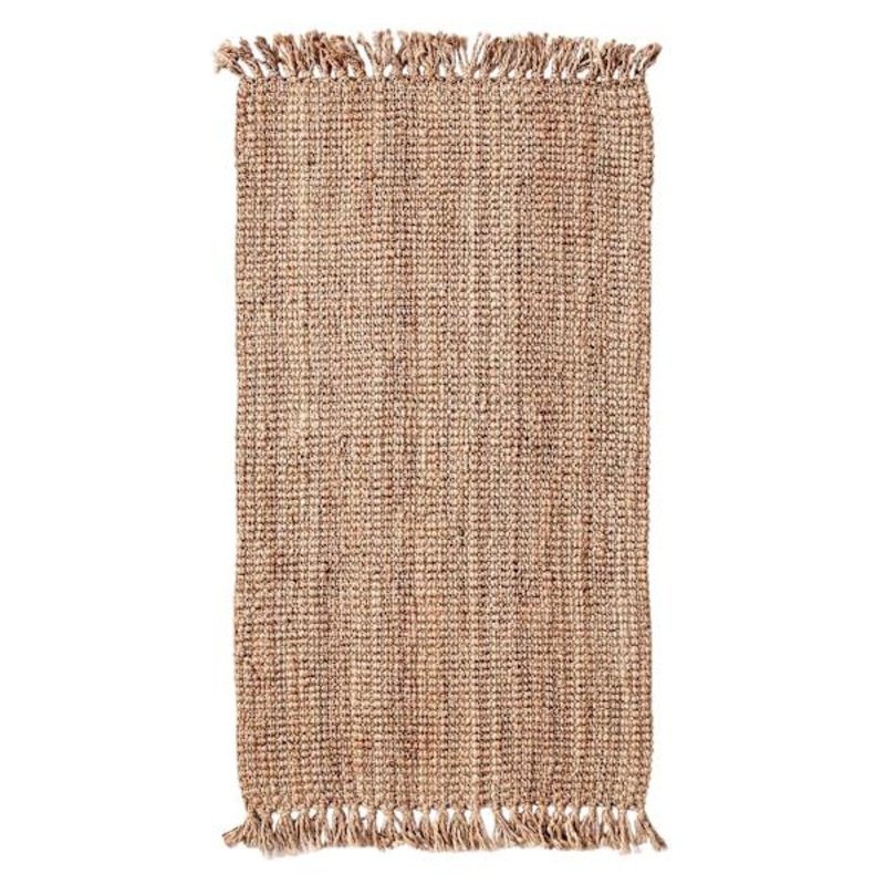 Natural Jute Boucle Fringe Accent Rug, 20×34