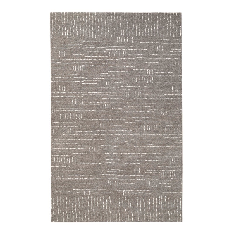 Nomad Zen Coffee Brown Linear Geo Tufted Wool Area Rug
