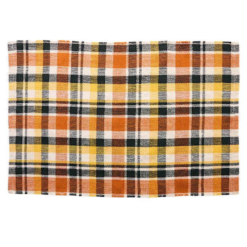 Orange Multi-Plaid Layering Mat, 24×36