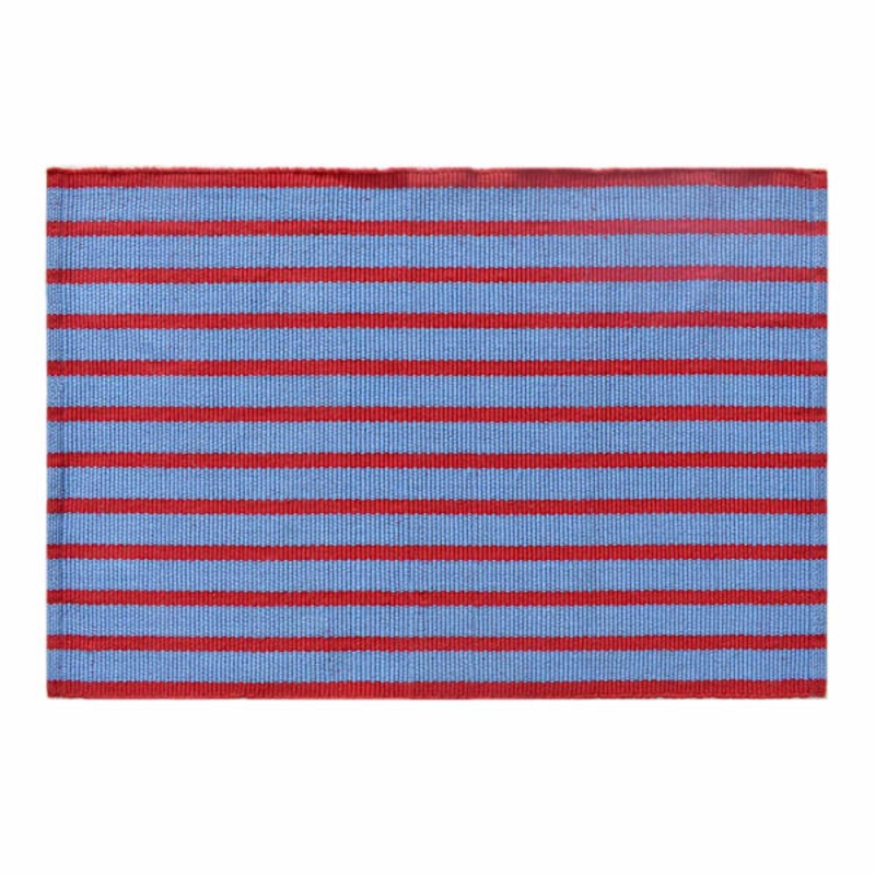 Red/Blue Striped Woven Pet Layering Rug 24X36