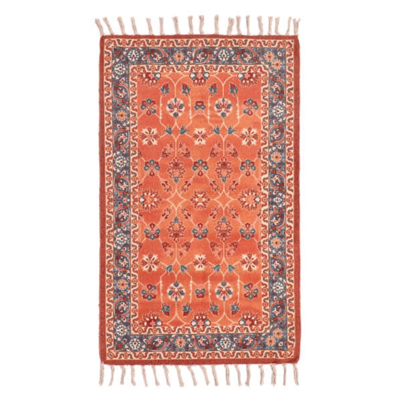 Rust Traditional Border Embroidered Accent Rug, 27×45