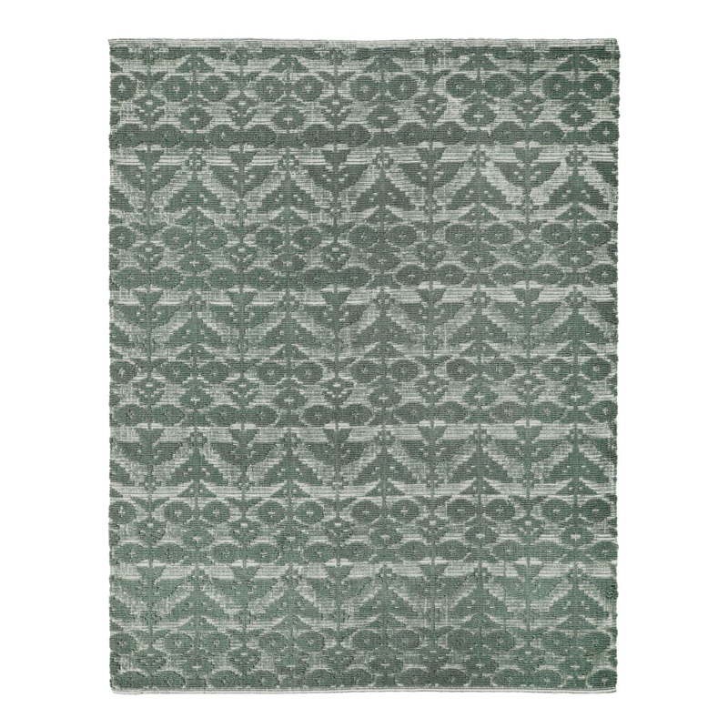 Savanna Grace Tonal Green Floral Handwoven Wool Area Rug