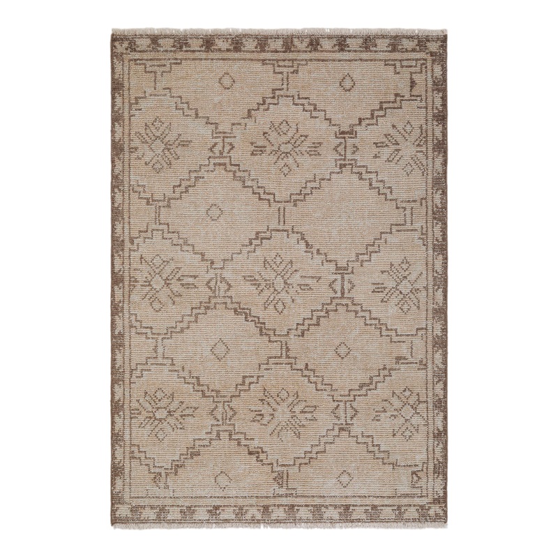 Sienna Paul Neutral Geo Hand Knotted Wool Area Rug