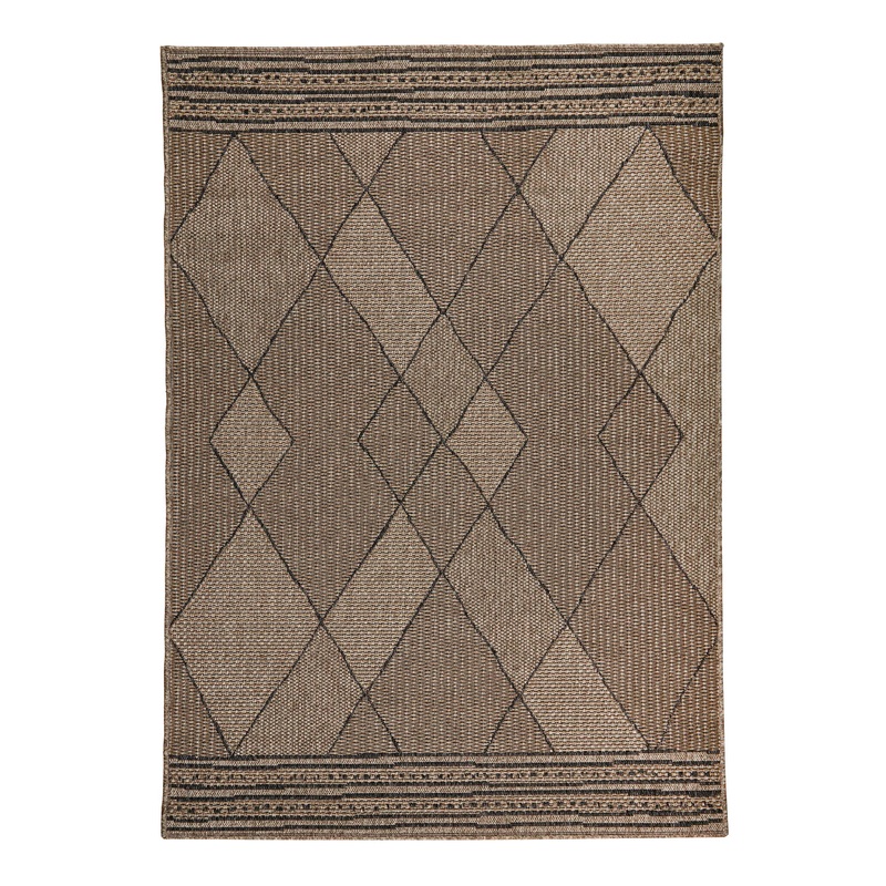 Sol Diamond Black and Natural Geo Indoor Outdoor Rug