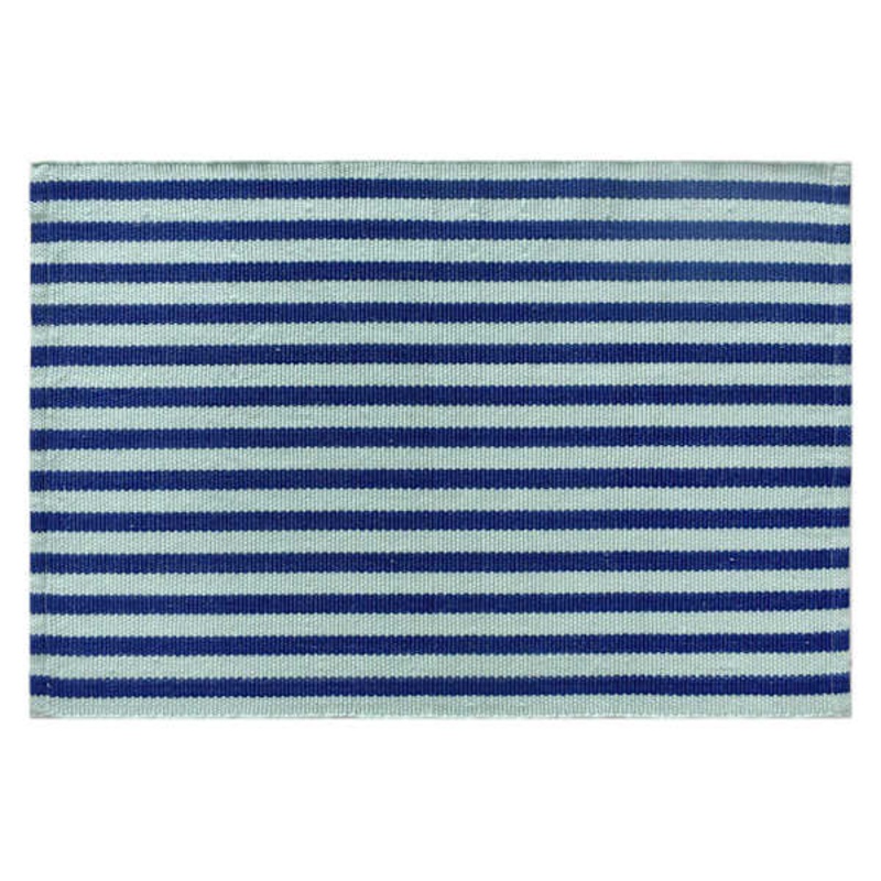 Teal/Blue Striped Woven Pet Layering Rug 24X36