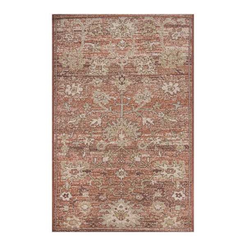 Terracotta Floral Tapestry Accent Rug with Gel Latex Back, 30×46
