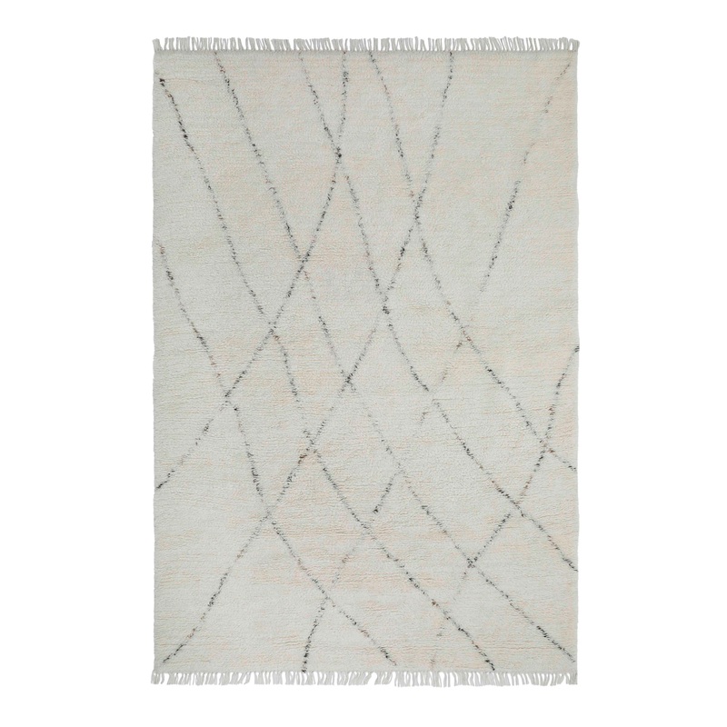 Turin Costero Ivory and Black Diamond Wool Washable Area Rug