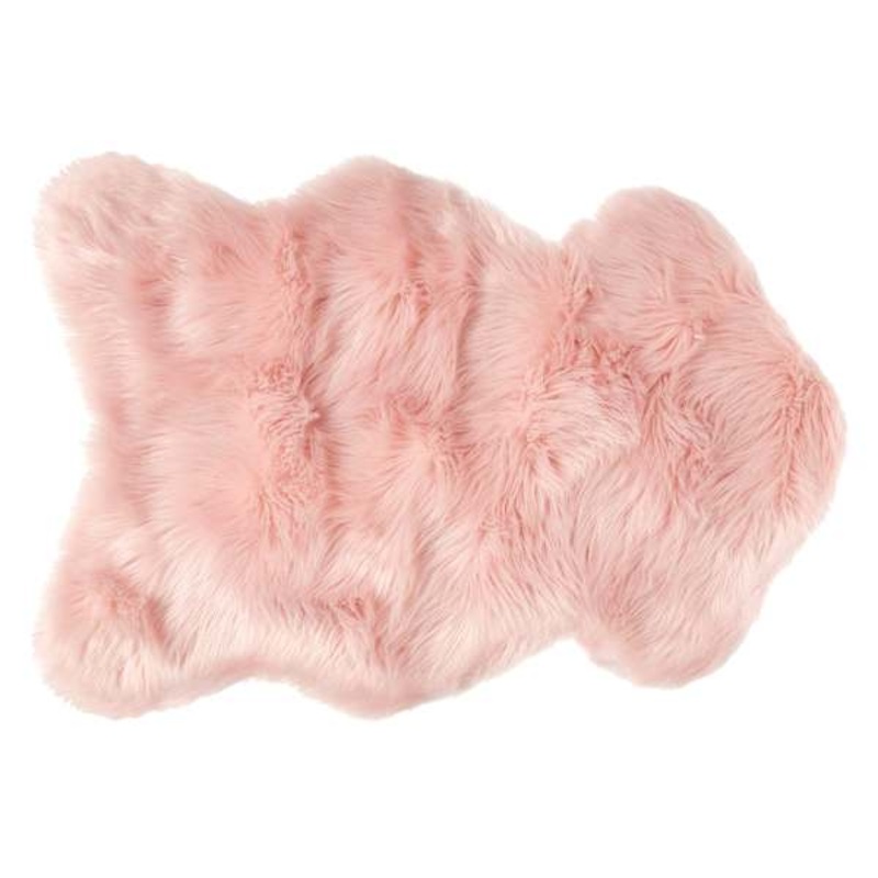 Vale Blush Faux Fur Shaped Accent Rug, 2×3