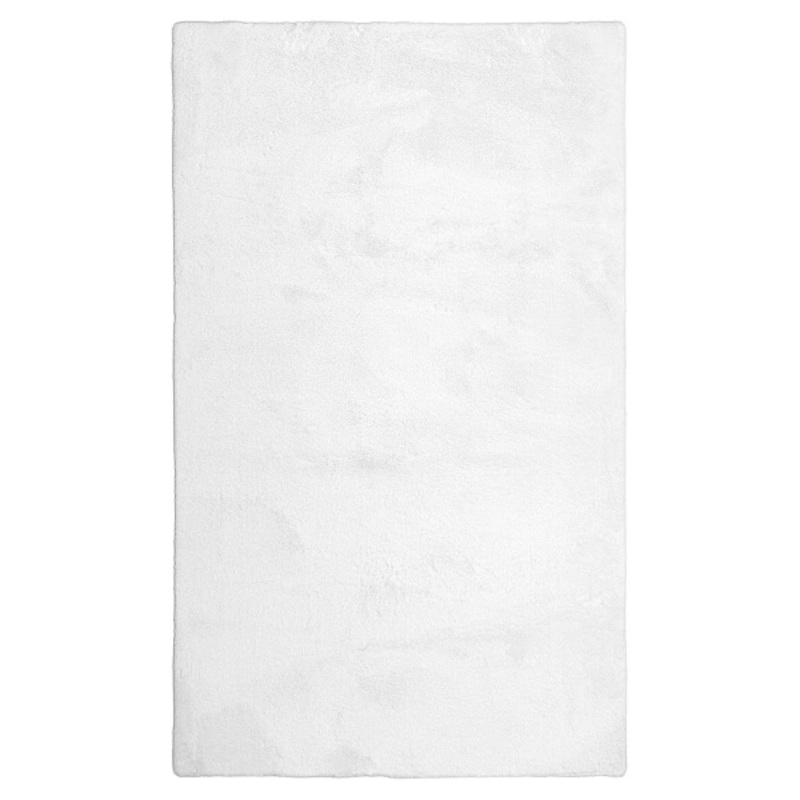 White Faux Rabbit Fur Accent Rug, 27×45